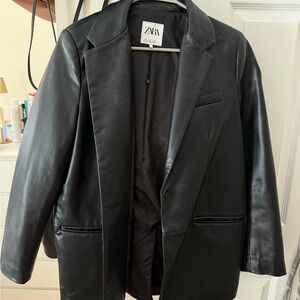 Zara Black Faux Leather Jacket